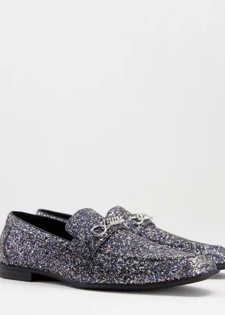 Лоферы с серебристыми блестками ASOS DESIGN-Серый