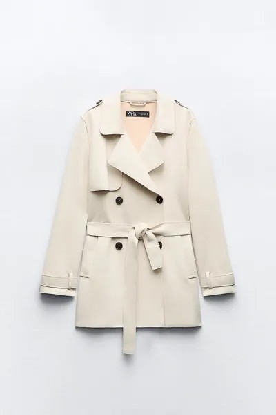 Тренч Zara Faux Suede, кремовый