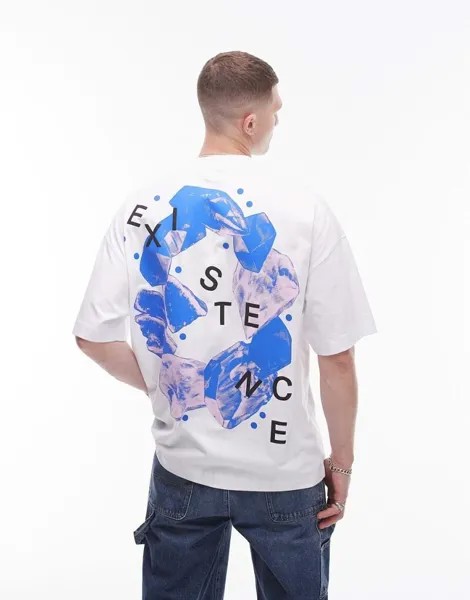 Белая футболка Topman Extreme oversize с принтом «Existence» спереди и сзади