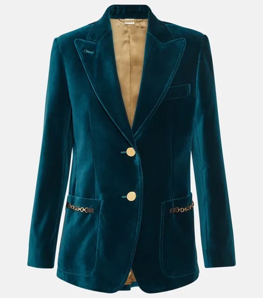 Украшенный бархатный пиджак Gucci, зеленый
