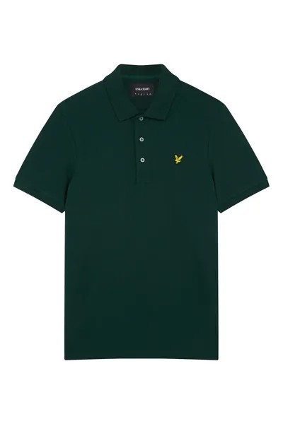 Однотонная зеленая рубашка-поло Lyle & Scott, зеленый