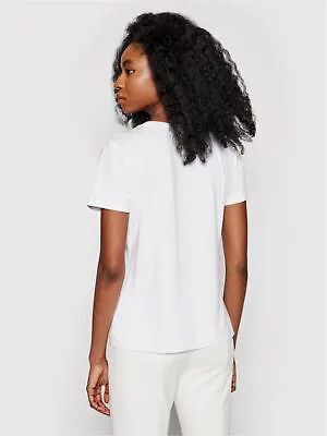 DKNY Женская белая футболка с коротким рукавом и круглым вырезом с принтом, L