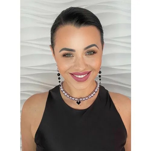 Бусы MARI JOO, длина 48 см, розовый