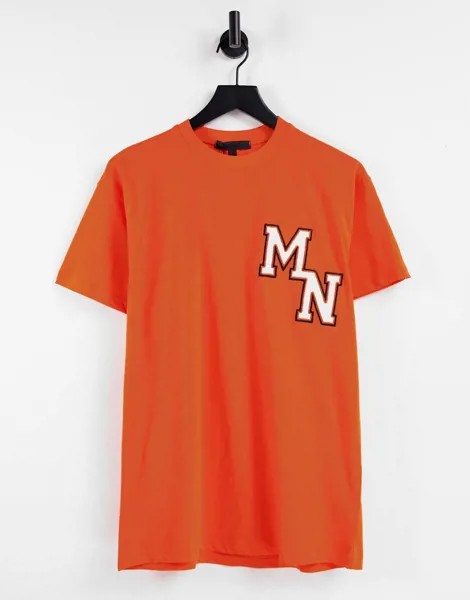 Оранжевая футболка с вышивкой в университетском стиле Mennace-Оранжевый цвет