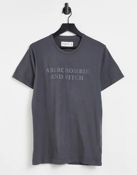 Черная футболка с логотипом в тон спереди Abercrombie & Fitch-Черный цвет