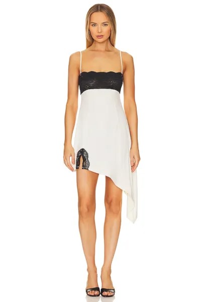 Платье WeWoreWhat Lace Asymmetrical Slip, цвет Ecru & Black