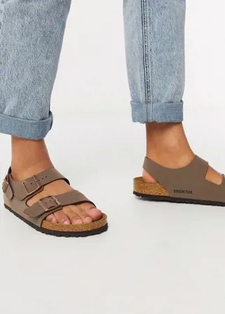 Сандалии из нубука цвета мокко Birkenstock milano birko-flor-Коричневый