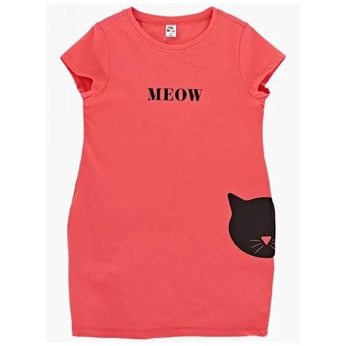 Платье Mini Maxi, хлопок, трикотаж, размер 146, коралловый