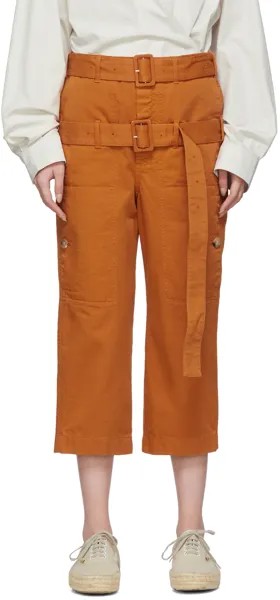 Оранжевые укороченные брюки с двойным поясом Lanvin