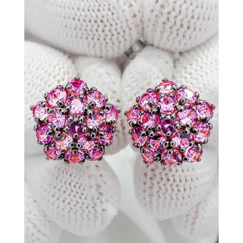Объемные Серьги Trade Jewelry из серебра 925 пробы (покрытие золото 585) с александритом