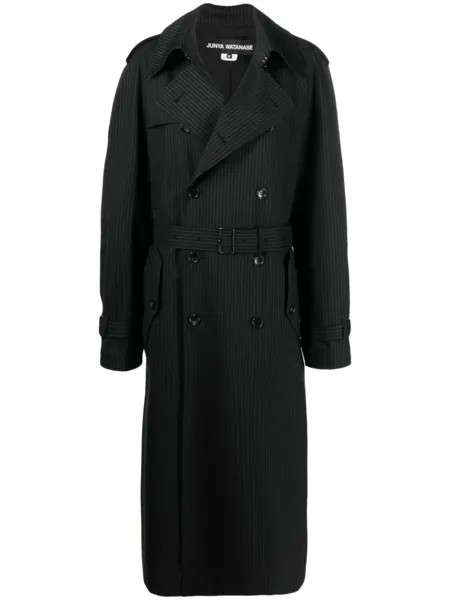 Junya Watanabe двубортный тренч с поясом, черный