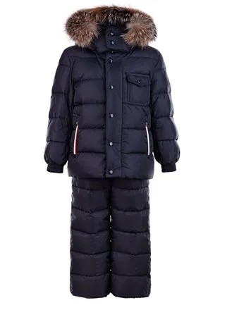 Черный пуховый комплект из куртки и комбинезона Moncler