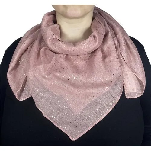 Платок Lili Scarf, хлопок, 90х90 см, бежевый, розовый