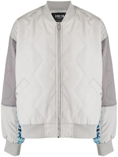 Five Cm knitted-panels quilted bomber jacket, серый