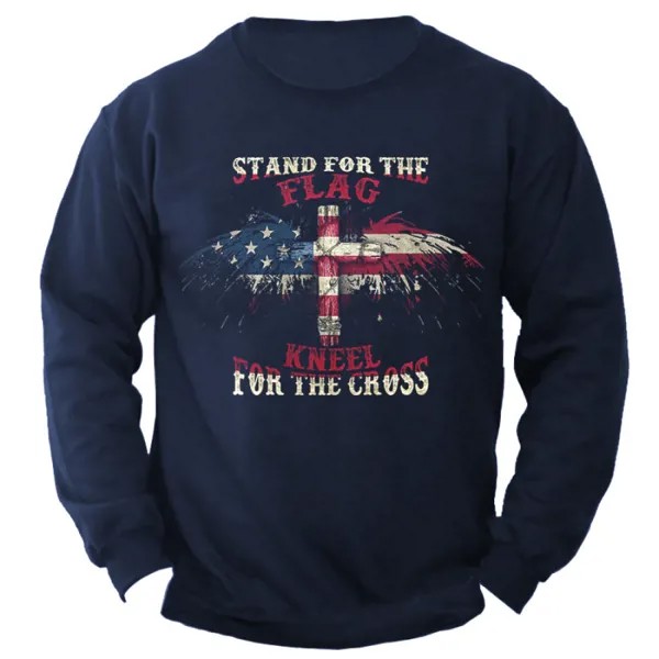 Stand For The Flag Knee For The Cross Мужская толстовка с принтом американского флага
