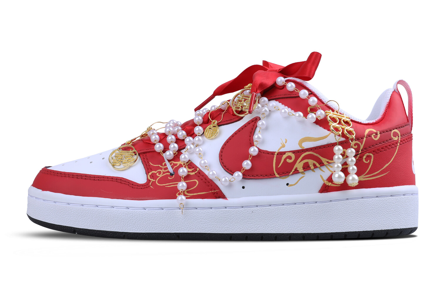 Кроссовки Nike Court Borough Skateboarding Shoes Women's Low-top Red And White, красный