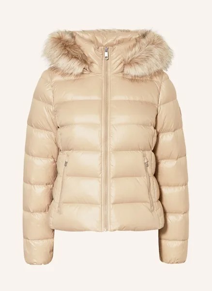 Пуховик глянец-пух Тайра с искусственным мехом Tommy Hilfiger, бежевый
