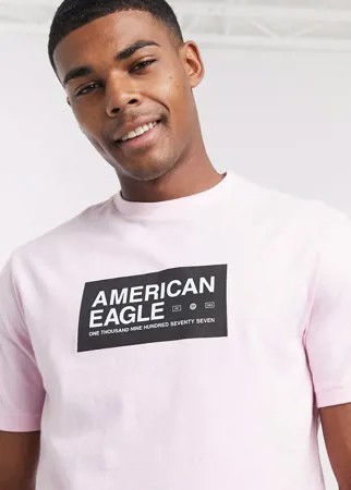 Светло-розовая футболка с логотипом и фотографическим принтом на спине American Eagle-Розовый цвет