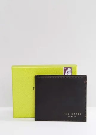 Кожаный складной бумажник с отделением для монет Ted Baker Harvys-Коричневый