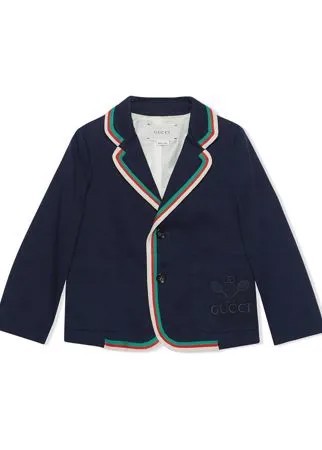 Gucci Kids габардиновый пиджак с вышивкой Gucci Tennis