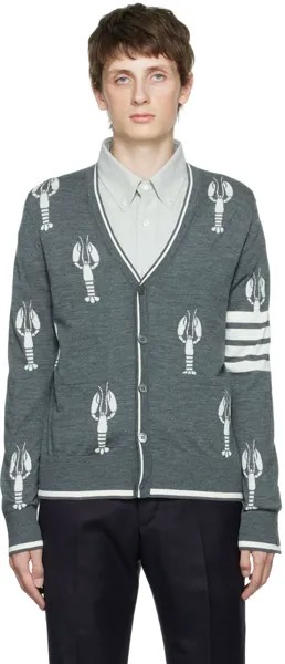 Серый кардиган-лобстер с 4 полосами Thom Browne