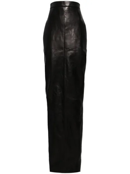 Кожаная юбка макси Dirt Pillar Rick Owens, черный