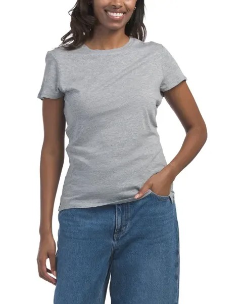 Однотонная футболка с короткими рукавами и круглым вырезом Three Dots, цвет Heather Grey