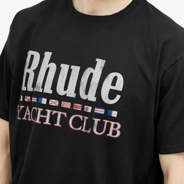 Rhude Футболка с флагом Руда, черный