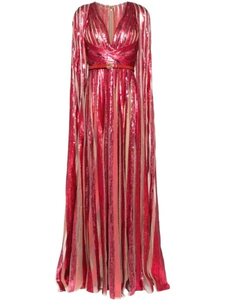 Elie Saab платье из тюля с вышивкой, красный