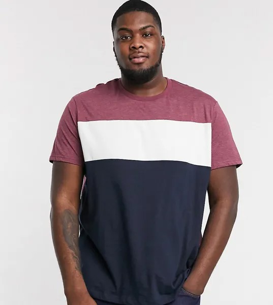Бордовая футболка со вставками Burton Menswear Big & Tall-Красный