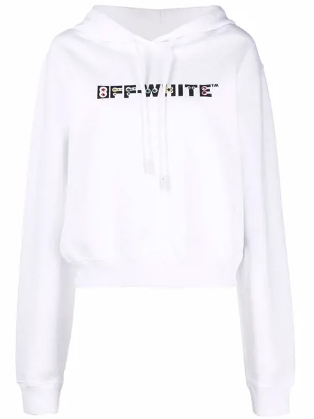 Off-White rhinestone-embellished logo hoodie