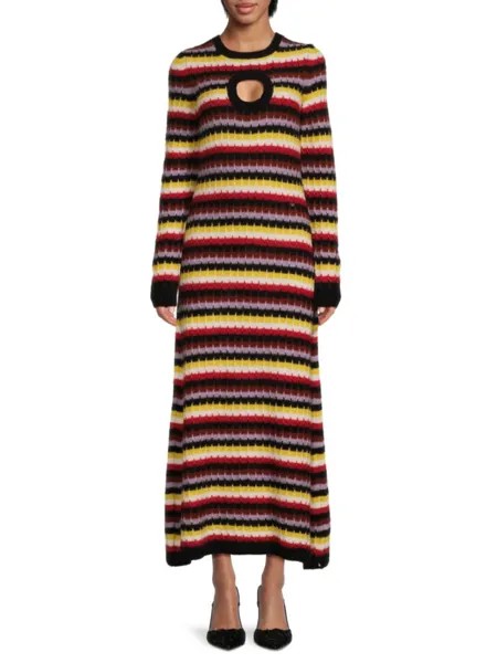 Платье миди из альпаки и шерсти с узором Sonia Rykiel, цвет Yellow Multi