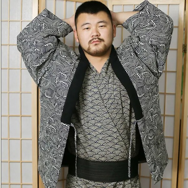 Традиционный японский кардиган, зимнее теплое кимоно из хлопка, винтажные женские и мужские пижамы в стиле азиатского народного стиля, Харадзюку, Самурай, юката