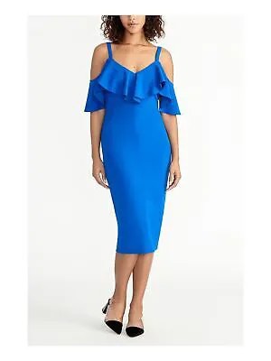 RACHEL RACHEL ROY Женское синее вечернее облегающее платье миди с короткими рукавами и V-образным вырезом XL