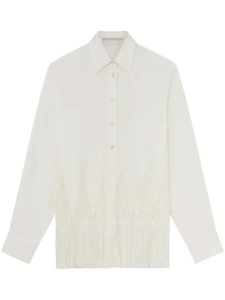 Stella McCartney рубашка с бахромой, белый