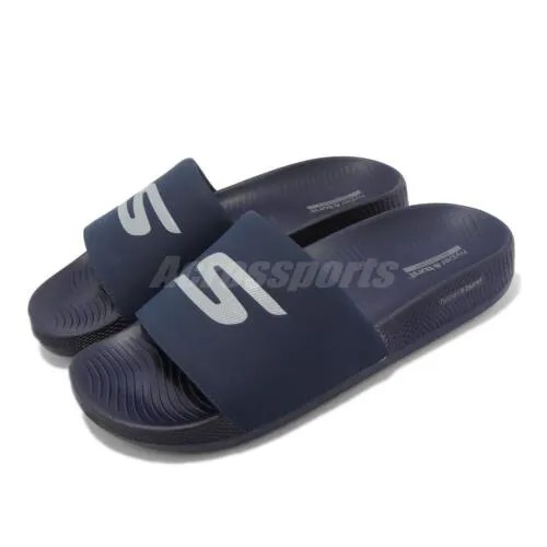 Skechers Hyper Slide-Driver Navy Grey Men Slip On Sandals Slippers 246020-NVY