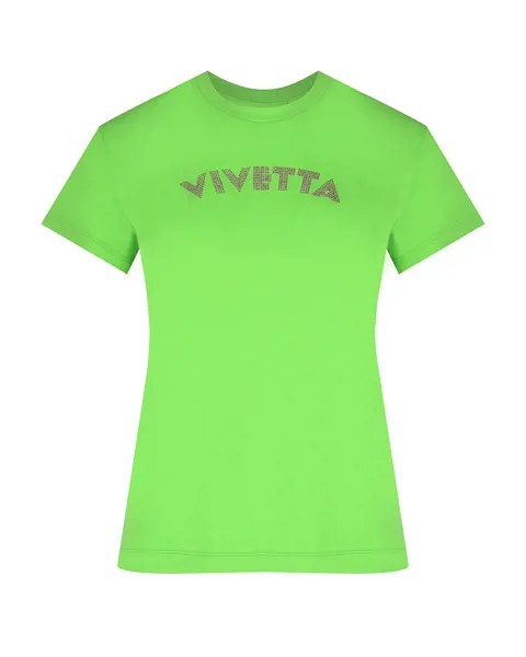 Зеленая футболка с лого из стразов Vivetta