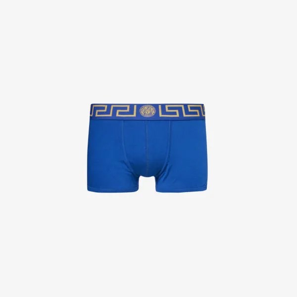 Плавки из эластичного хлопка с низкой посадкой и фирменным узором Versace, желтый