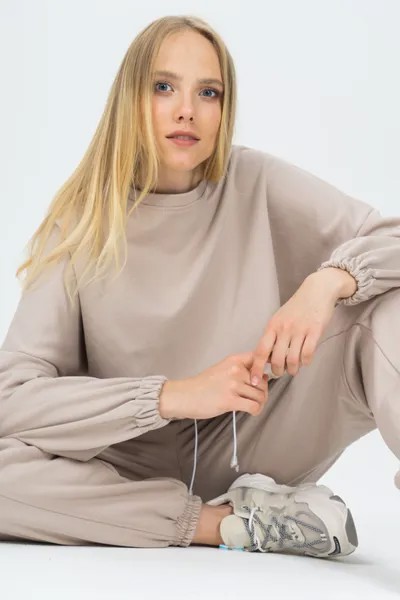 Свитшот женский Ennergiia Толстовка AW21-W03 Бежевый бежевый 42 RU