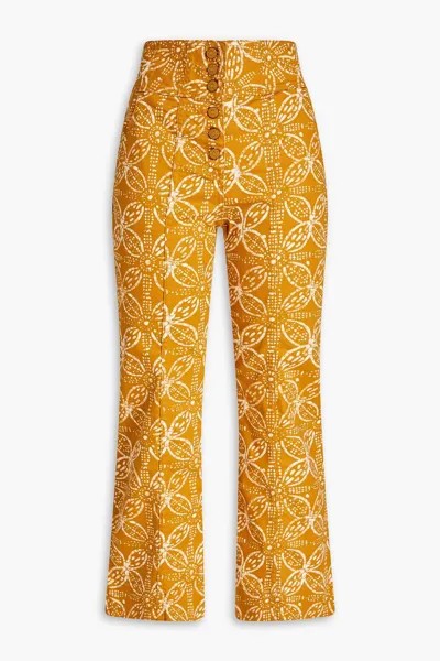 Расклешенные джинсы Ellis с высокой посадкой и цветочным принтом ULLA JOHNSON, горчичный