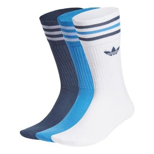 Носки adidas originals Running Casual Sports Mid Tops Socks Couple Style 3 Pairs White / Blue / Dark Blue, мультиколор