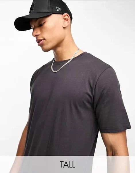 Soulstar Tall – футболка темно-антрацитового цвета с закругленным краем Soul Star