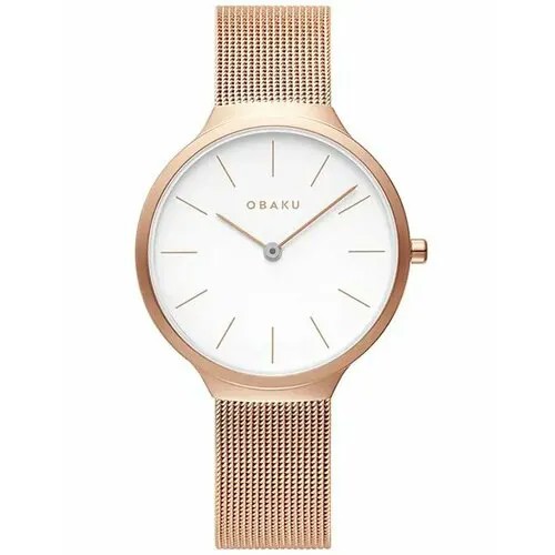 Наручные часы OBAKU Кварцевые женские часы Obaku V240LXVWMV с сапфировым стеклом, белый, золотой
