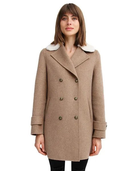 Женское шерстяное пальто Liberty с воротником из шерпы Belle & Bloom, тан/бежевый