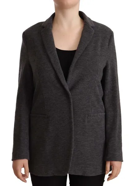 FABIANA FILIPPI Куртка однобортная, серая, с длинными рукавами, шерсть IT42/US8/M $750