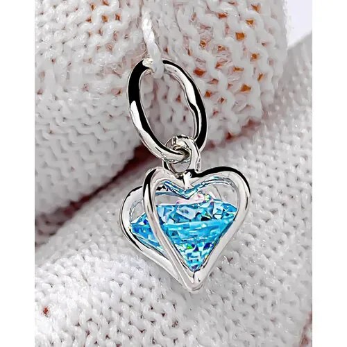 Женская в форме сердца Trade Jewelry подвеска из серебра 925 пробы (покрытие родий) с голубым топазом
