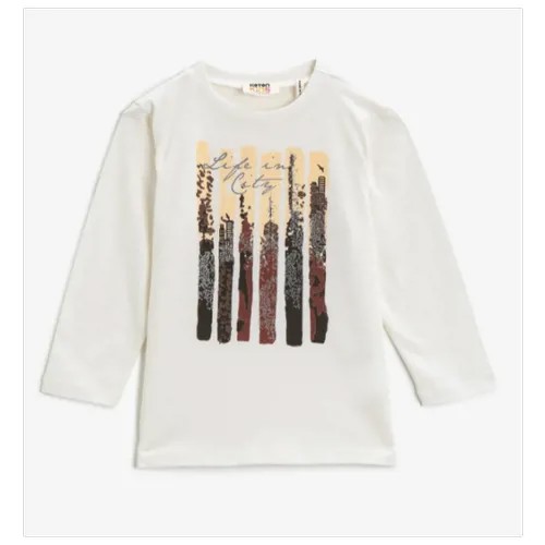 Лонгслив KOTON BOYS, 2KKB16156GK, цвет: OFF WHITE, размер: 7-8