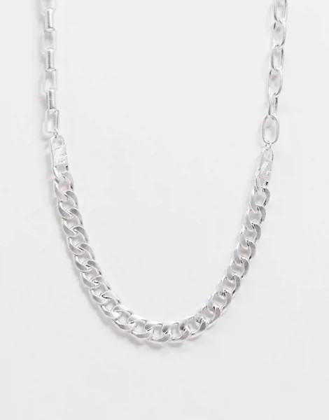 Серебристое ожерелье с цепочками разного плетения Icon Brand-Серебряный
