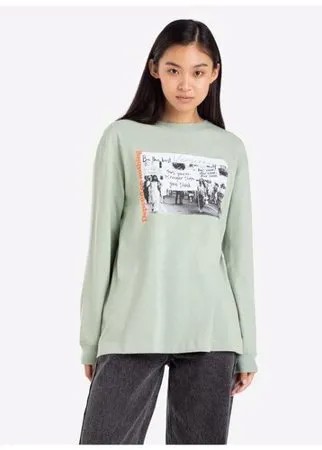 Мятный лонгслив oversize с фотопринтом Gloria Jeans