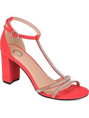JOURNEE COLLECTION Женские красные туфли Denali на блочном каблуке со стразами и Т-образным ремешком, размер 7,5 м